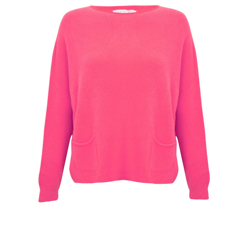 Amazing Woman Jodie Front Pocket Supersoft Knit Jumper in Magenta