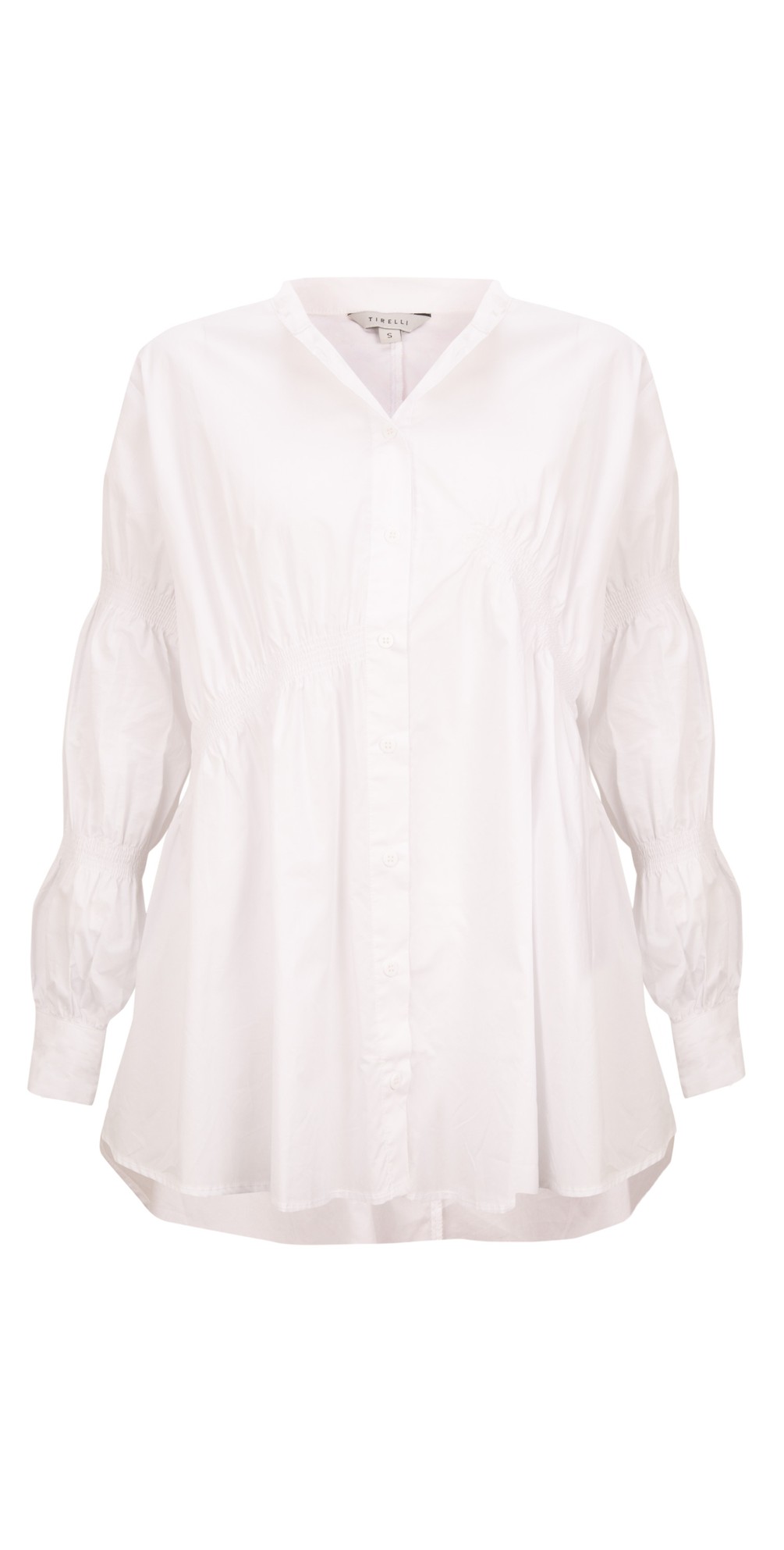 Tirelli Straight Hem Shirring Shirt in White