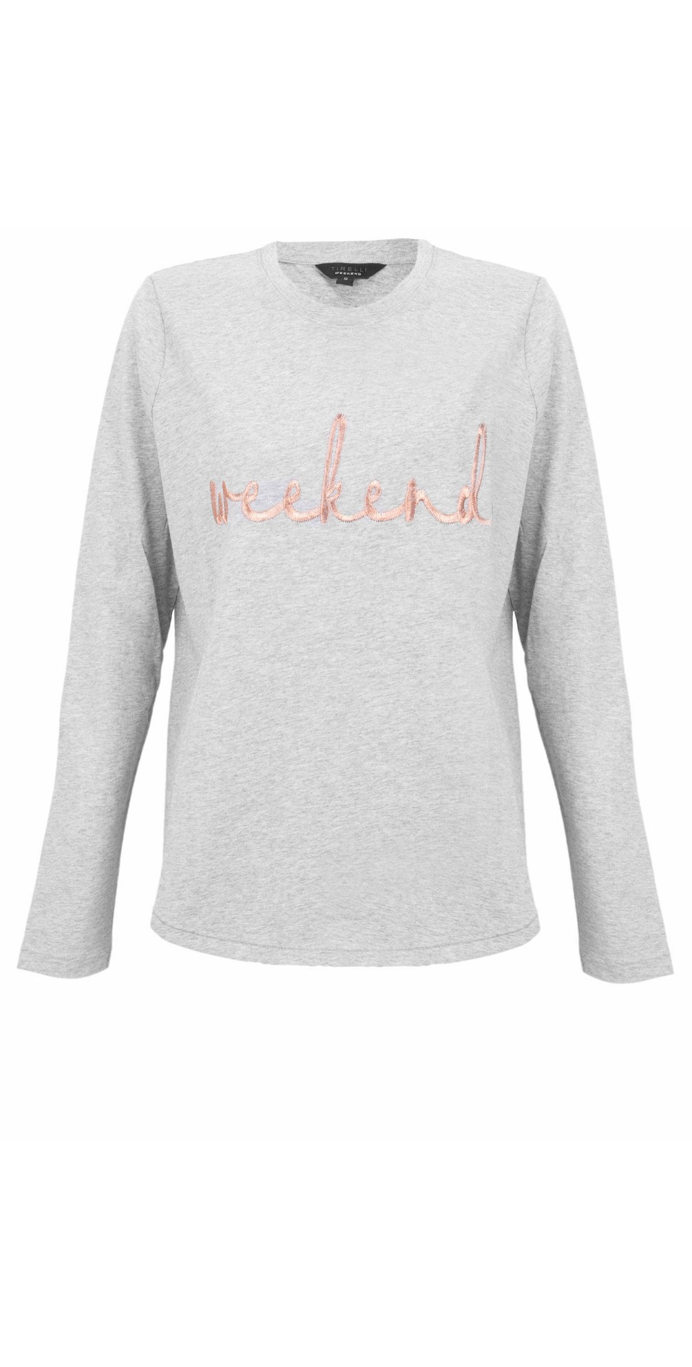 Tirelli Embroidered Weekend Tee in Grey Marl