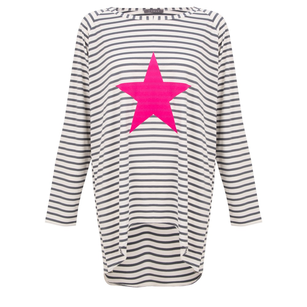 Chalk Robyn Stripe Star Top Charcoal / White / Pink