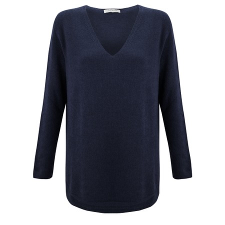 Amazing Woman Perrie Navy V Neck Jumper - Blue