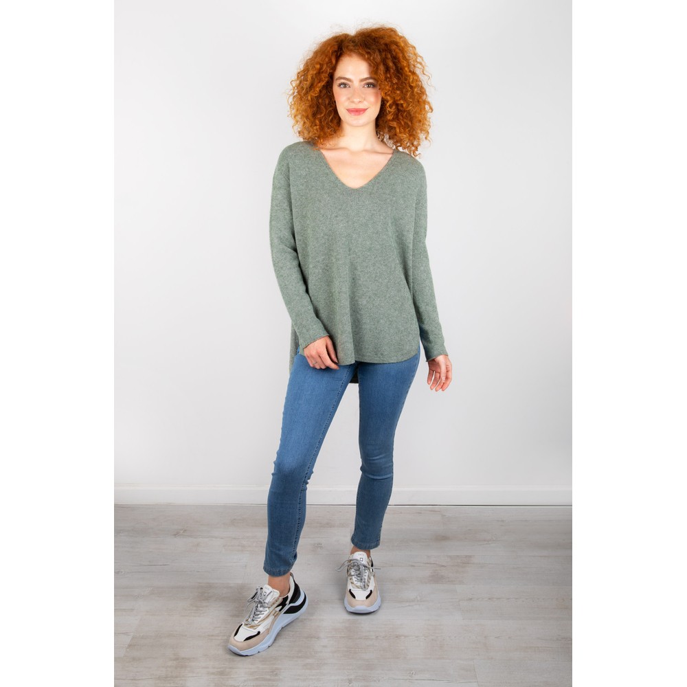 Amazing Woman Perrie V Neck Jumper in Olive