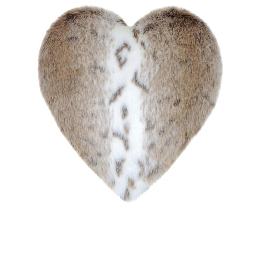 Helen Moore Faux Fur Heart Cushion Lynx