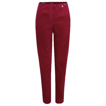Robell Marie Stretch Velvet Trouser - Red