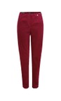 Robell Dark Red 47 Marie Stretch Cotton Velvet Slim Full Length Trouser  