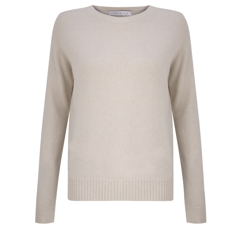 Amazing Woman Prue Ivory Semi Fitted Round Jumper Ivory