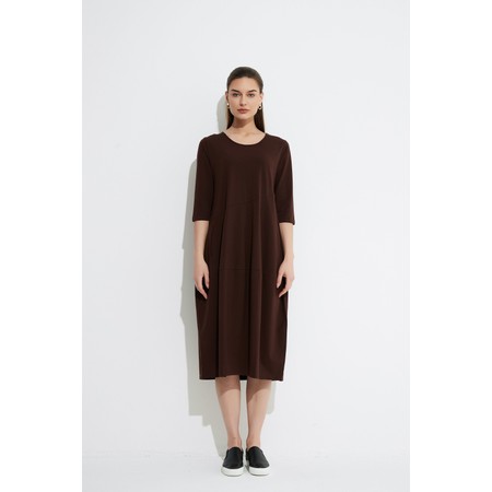 Tirelli Diagonal Seam Chocolate Dress - Brown