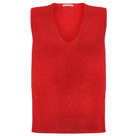 Amazing Woman Pixie V Neck Knitted Vest - Red