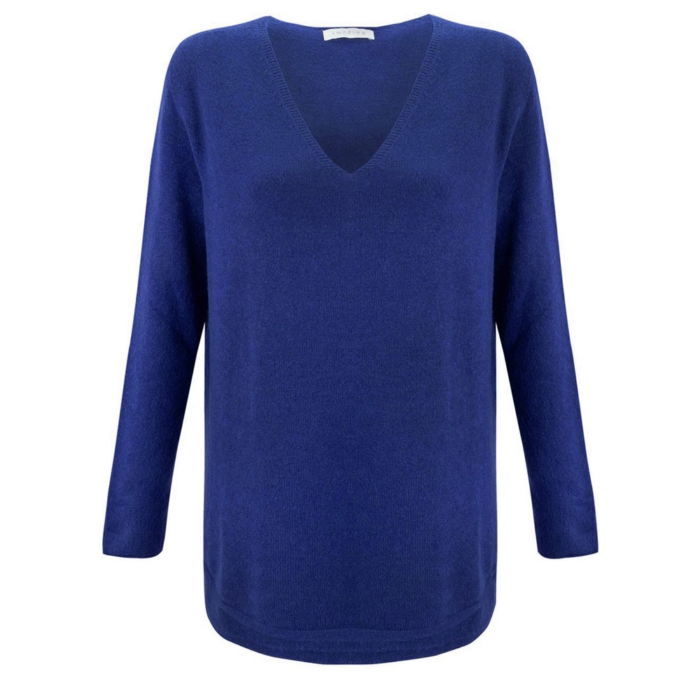 Amazing Woman Perrie Blusa Blue V Neck Jumper Blusa Blue