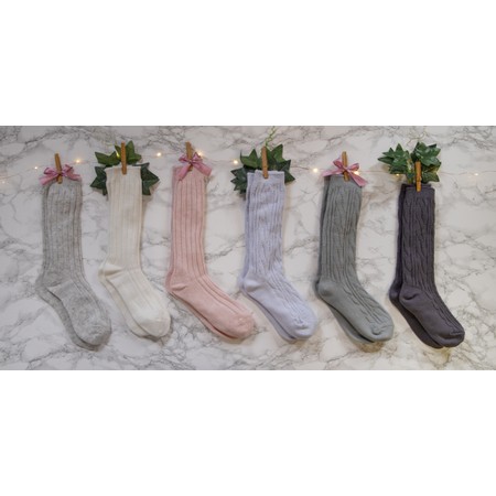 Chalk Cosy Cable Socks - Metallic