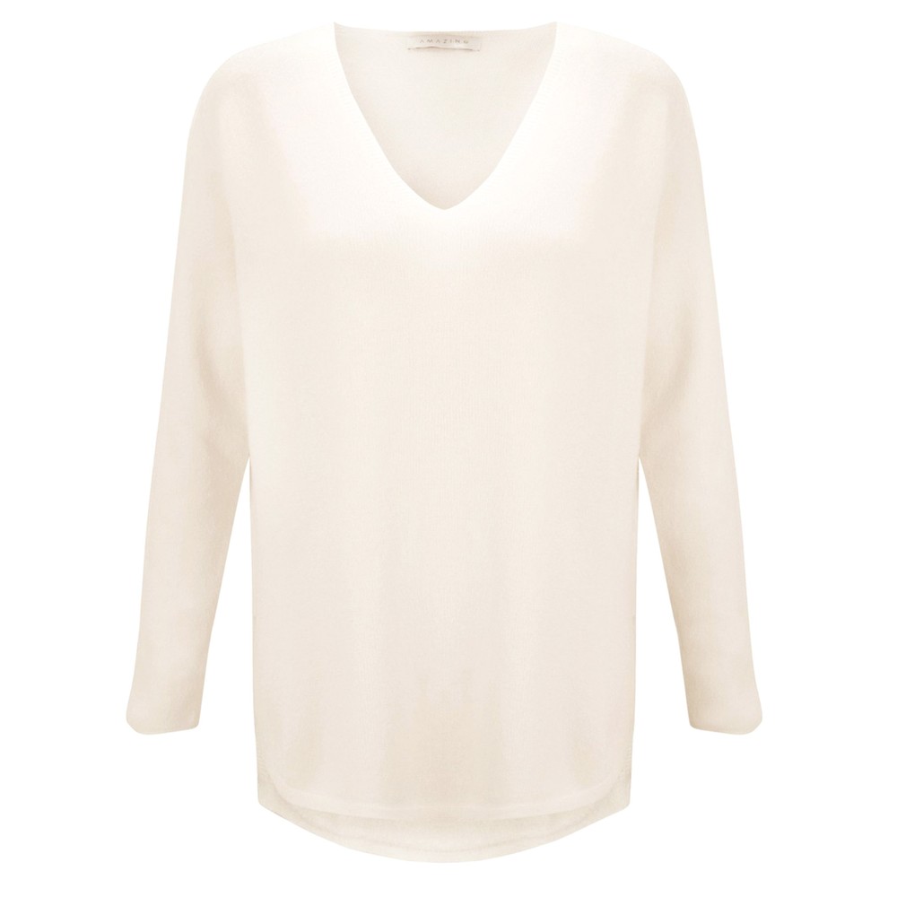 Amazing Woman Perrie Cream V Neck Jumper Cream