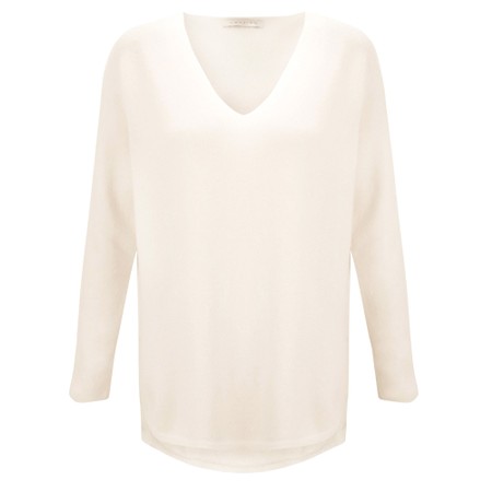 Amazing Woman Perrie Cream V Neck Jumper - Off-White