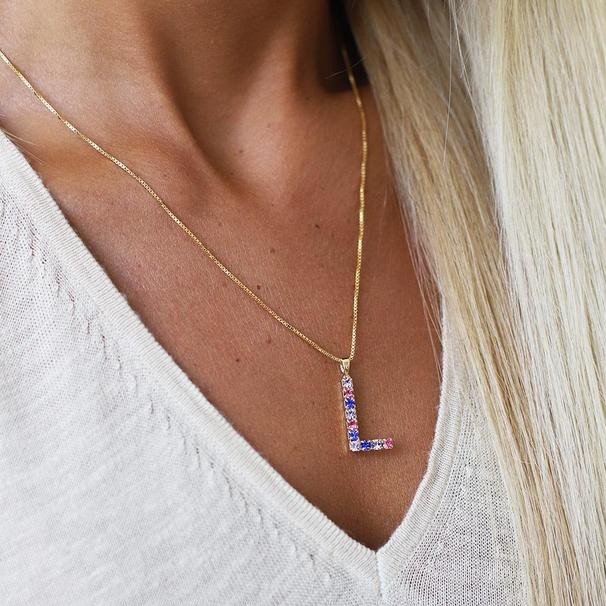 Caroline Svedbom Gold Letter Necklace in Gold Multi L