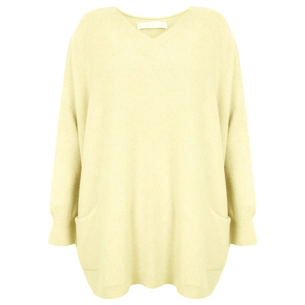Amazing Woman Caryf X Pale Lemon Round Neck Oversized Jumper Pale Lemon 