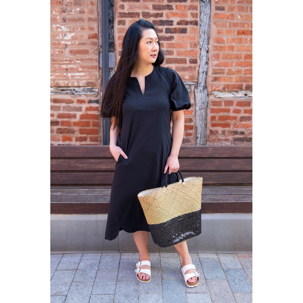 Foil Bubble Jeopardy Trapeze Dress in Black