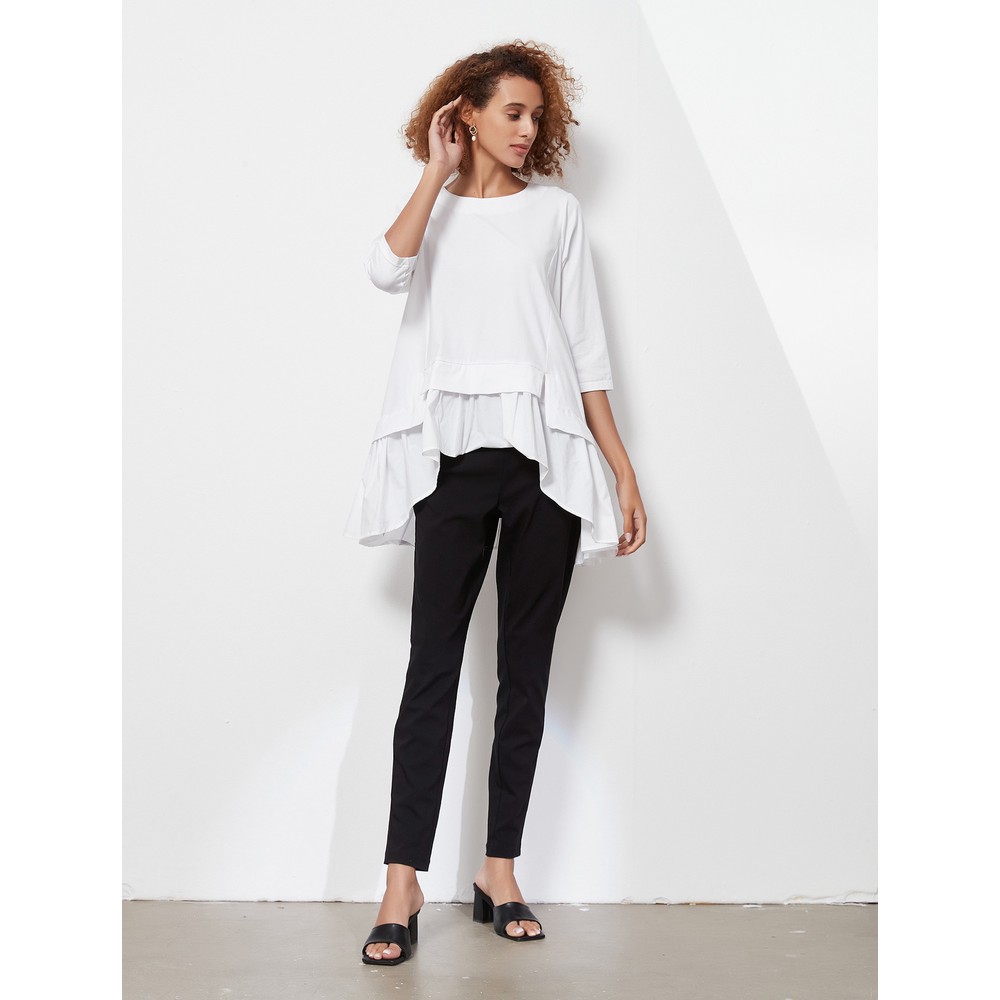 Tirelli Scoop Neck Blouse in White