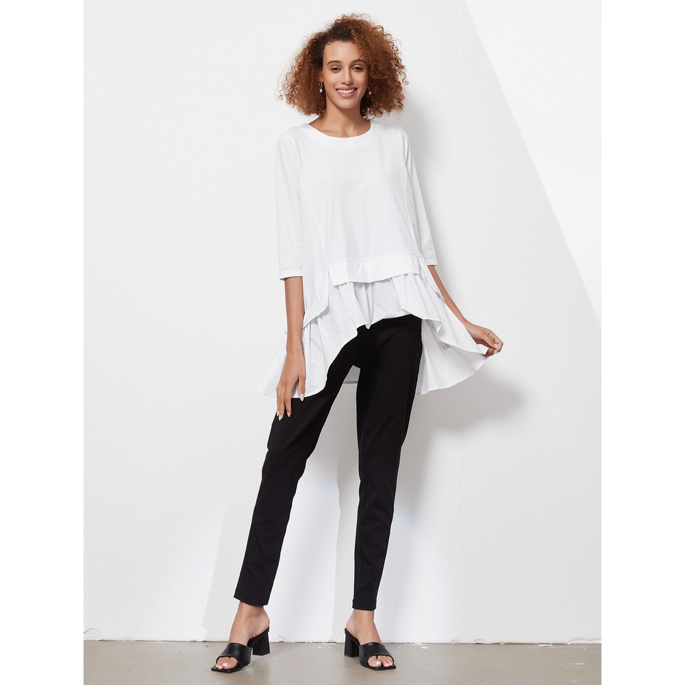 Tirelli Scoop Neck Blouse in White