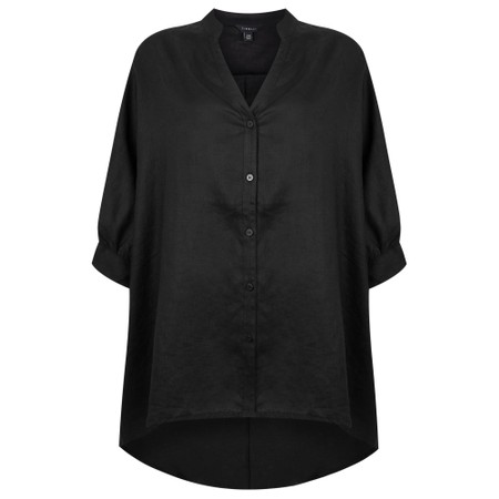 Tirelli Oversized Black Standing Collar Shirt - Black