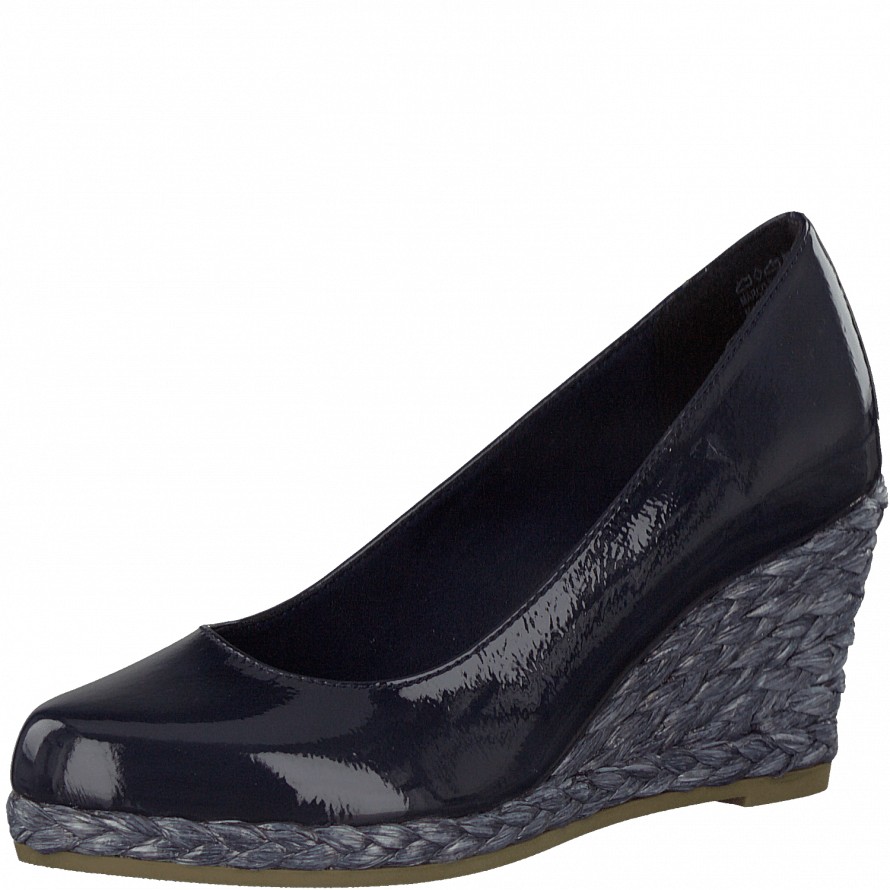 Marco Tozzi Senago Wedge Shoe in Navy Patent