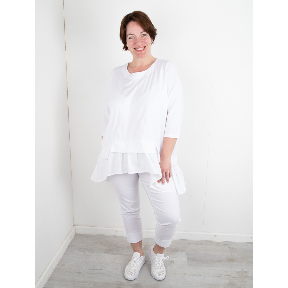 Tirelli Scoop Neck Blouse in White