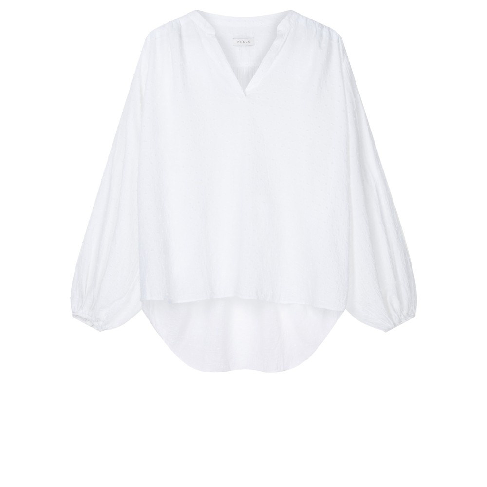 Chalk Dobby Spotty Shirt in White