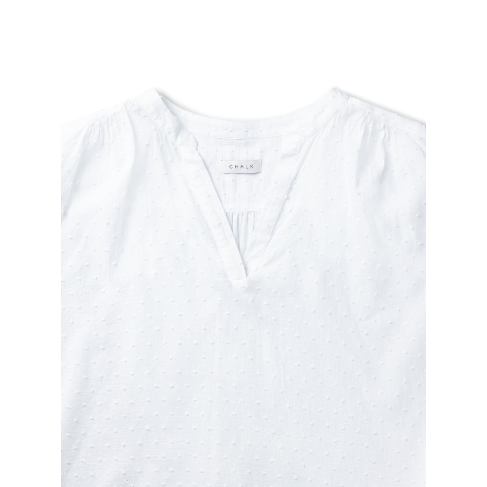 Chalk Dobby Spotty Shirt in White