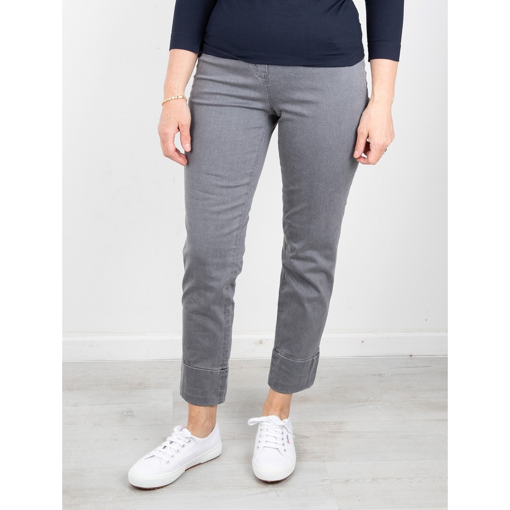 Robell Bella 09 Dark Grey Ankle Crop Jean with Cuff Dark Grey
