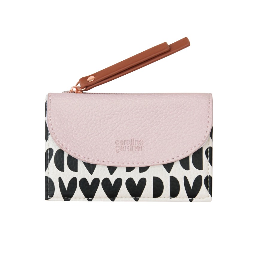 Caroline Gardner Geo Hearts Cardholder Coin Purse in Multi