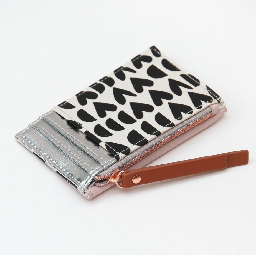 Caroline Gardner Geo Hearts Cardholder Coin Purse in Multi