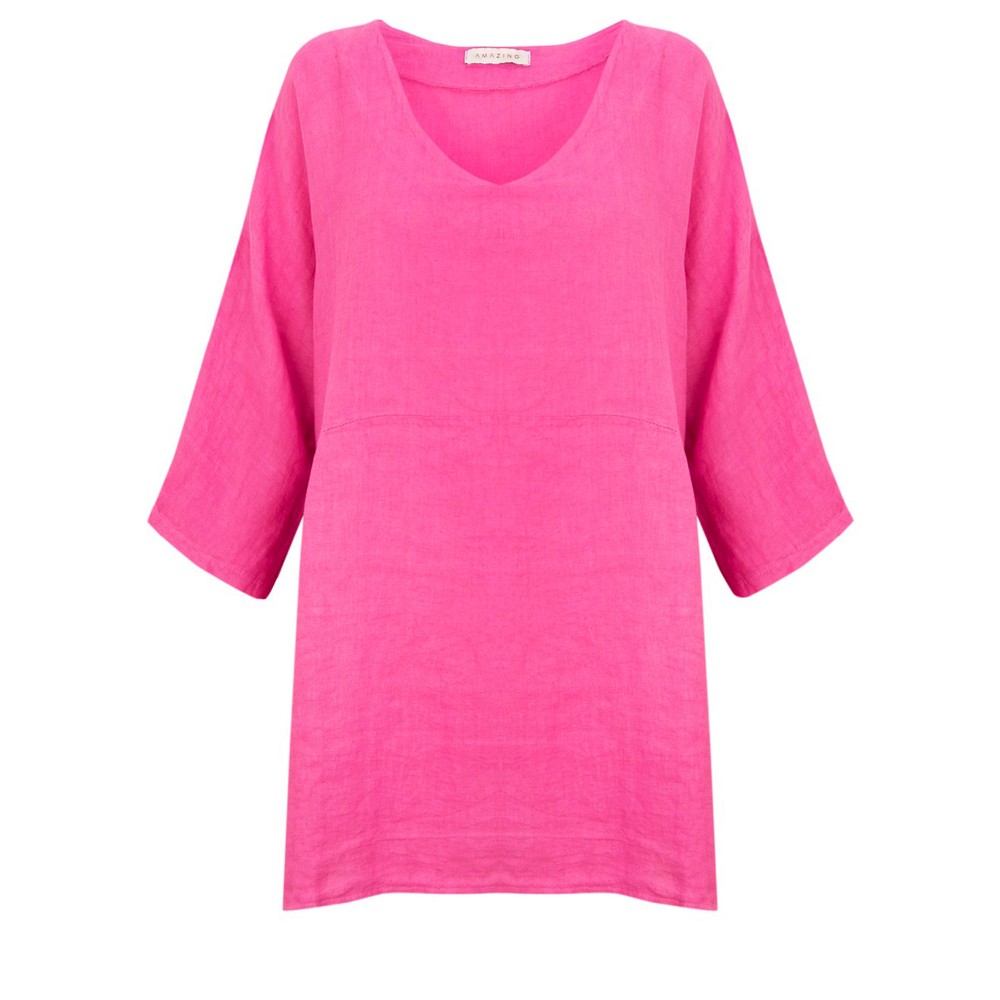 Amazing Woman Tesa X Fuchsia Linen Top Fuchsia