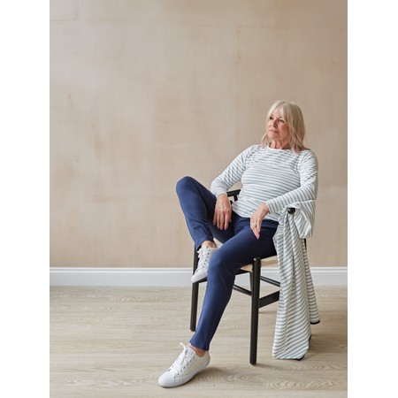 Chalk Fleur Stripe T Shirt - Blue