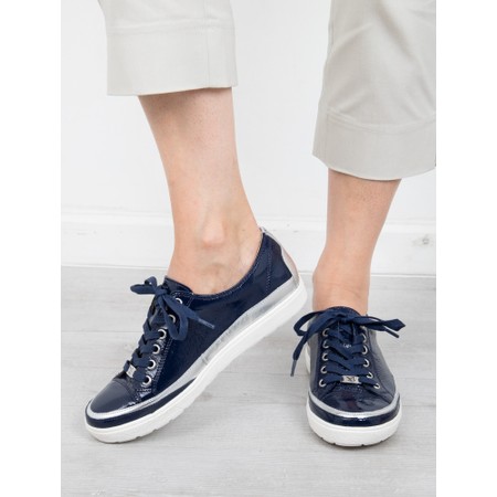 Caprice Footwear Louisa Navy Patent Trainer Shoe - Blue