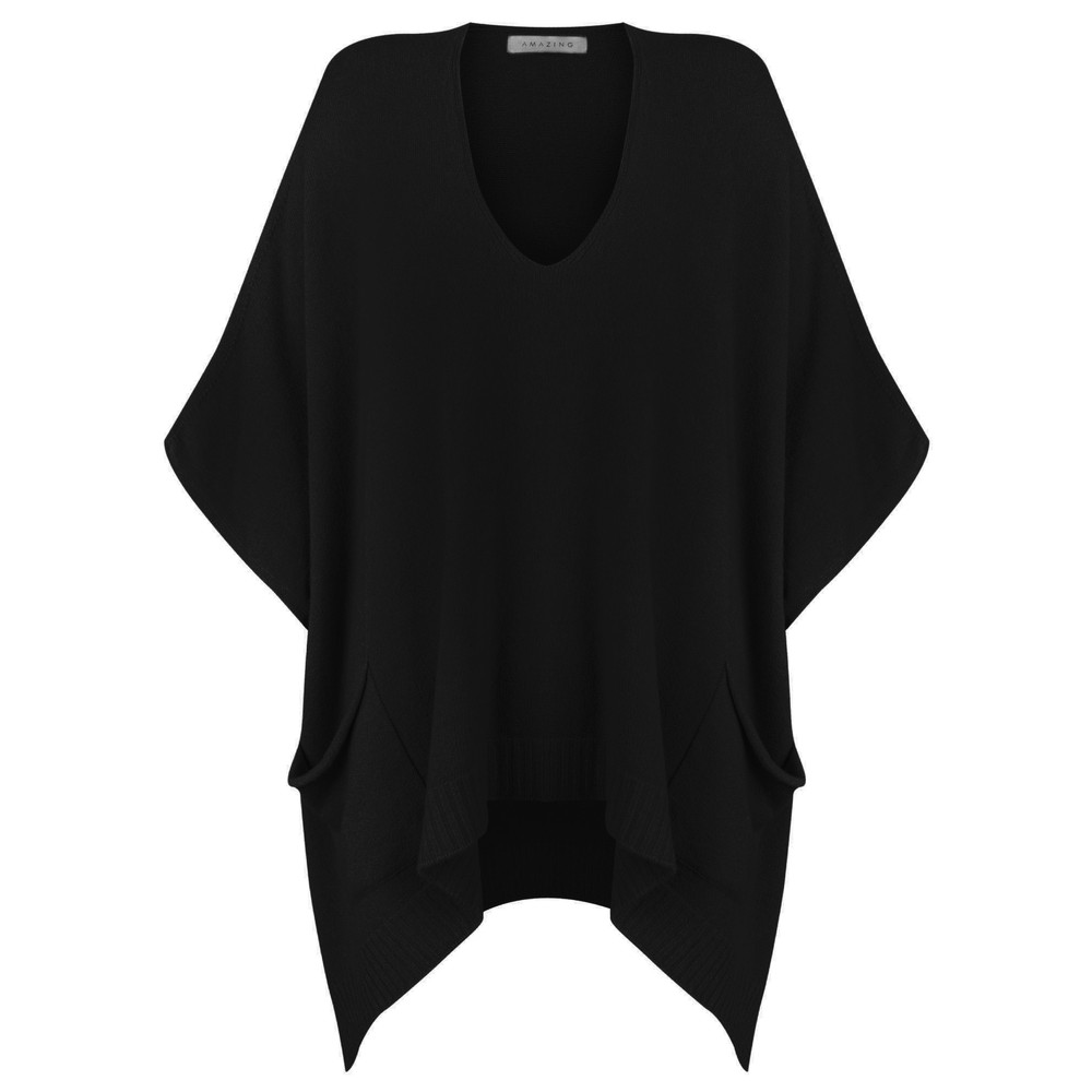 Amazing Woman Carey X Two Pocket Throwover Knit Black 