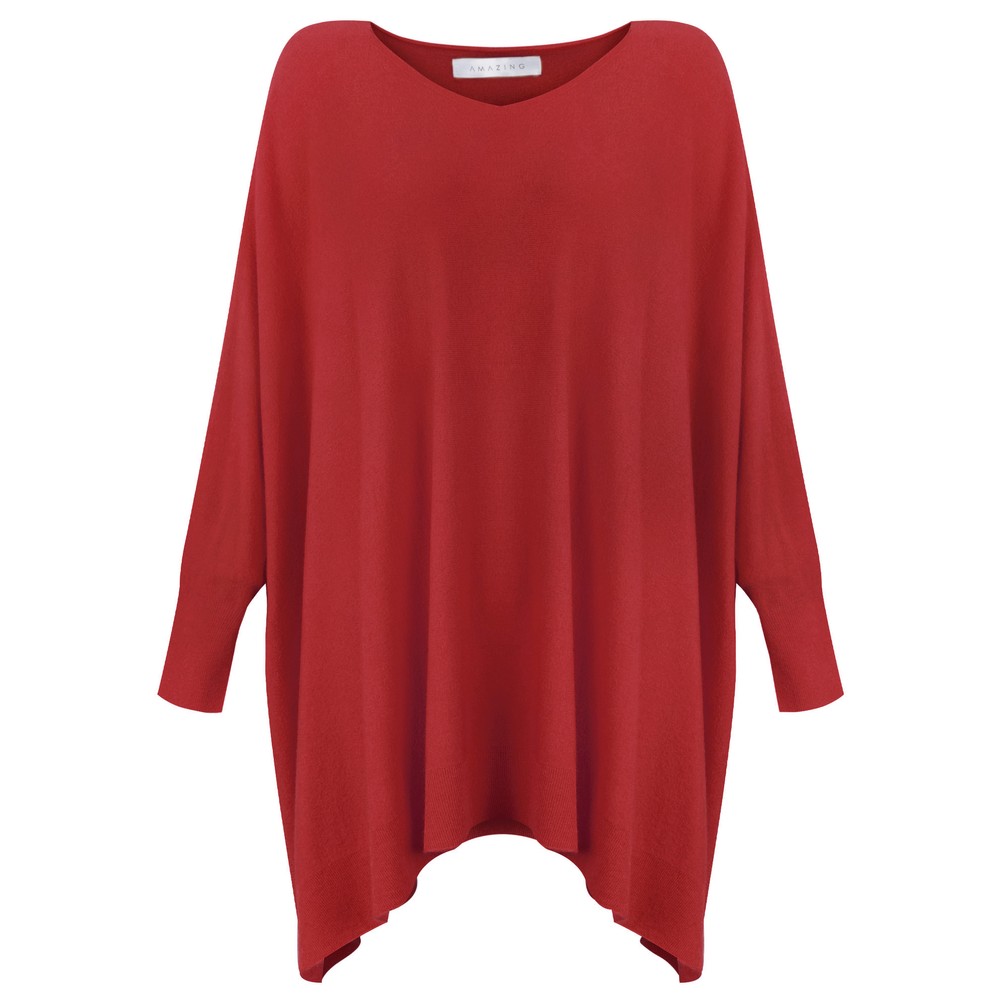 Amazing Woman Caty X Oversized Round Neck Berry Red