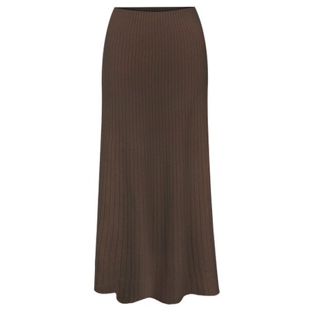 Amazing Woman Sachia Ribbed Long Skirt - Brown