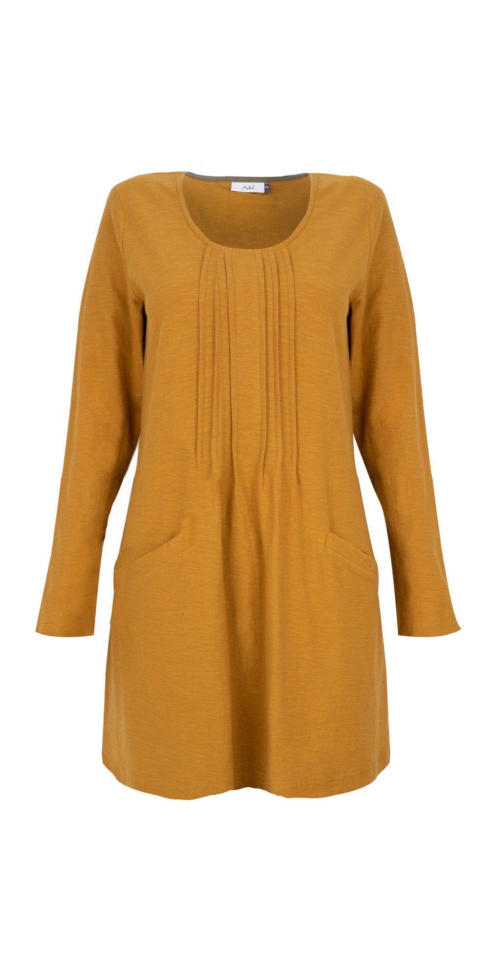 Adini Solid Dye Slub Jersey Alaie Tunic in Saffron