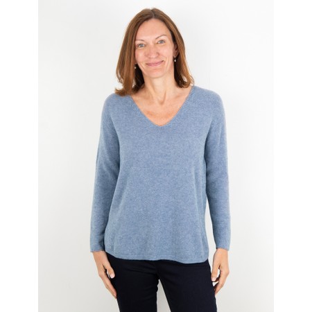 Amazing Woman Perrie Denim V Neck Jumper - Blue