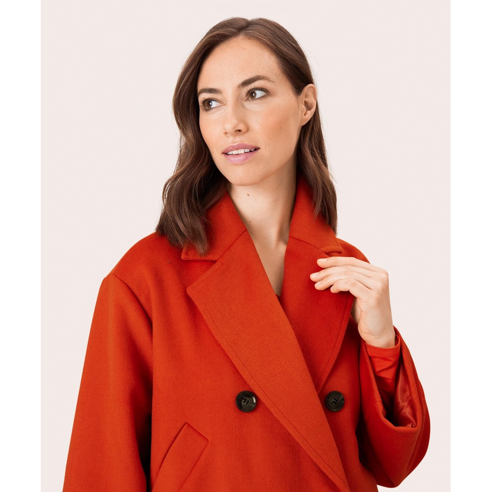 Masai Clothing Tracy Wool Blend Pea Coat in Red Clay