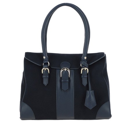 Ashwood Sandringham Suede & Leather Tote Bag  - Blue