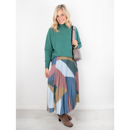 Amazing Woman Jolie Petrol Boxy High Neck Knit - Blue