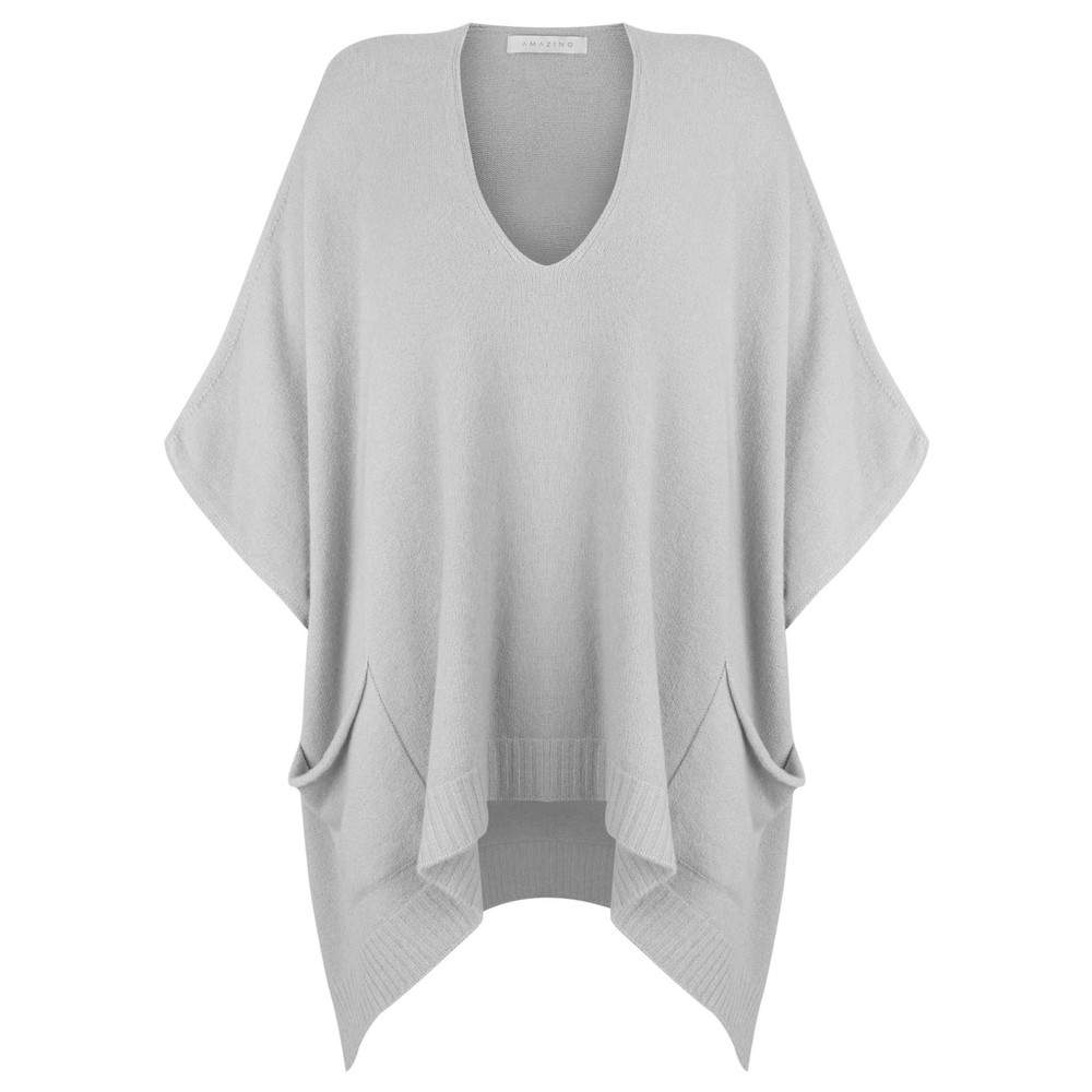 Amazing Woman Carey X Two Pocket Throwover Knit Silver