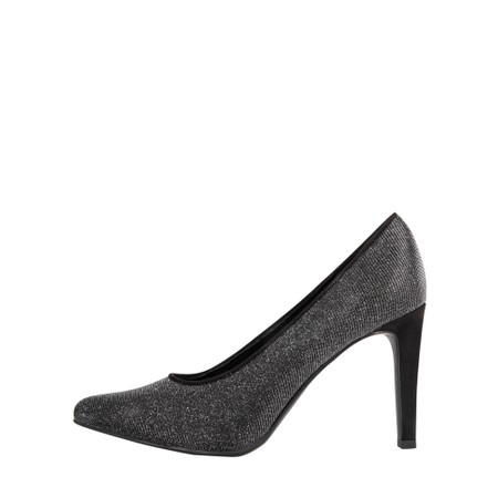 Marco Tozzi Metato Metallic Heeled Shoe - Black