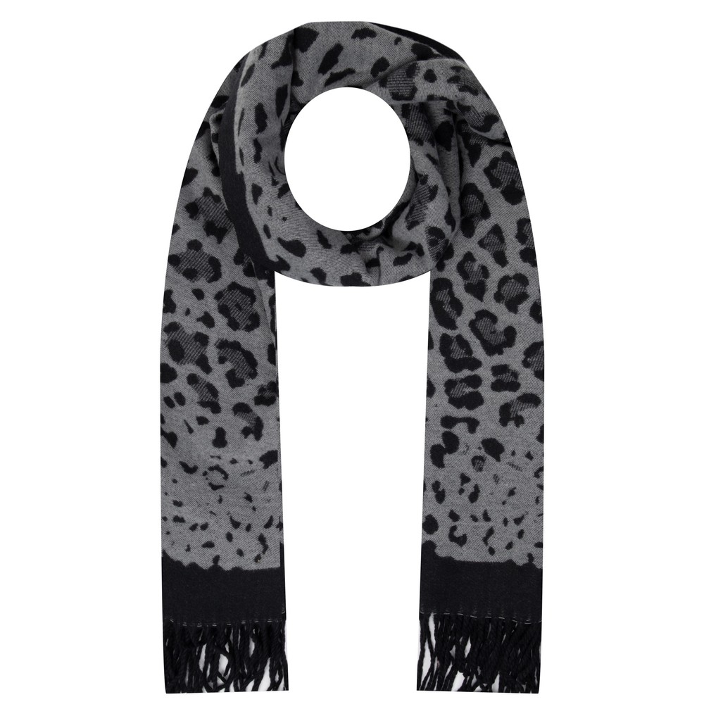 Gemini Label Accessories Winter Leopard Supersoft Scarf Grey