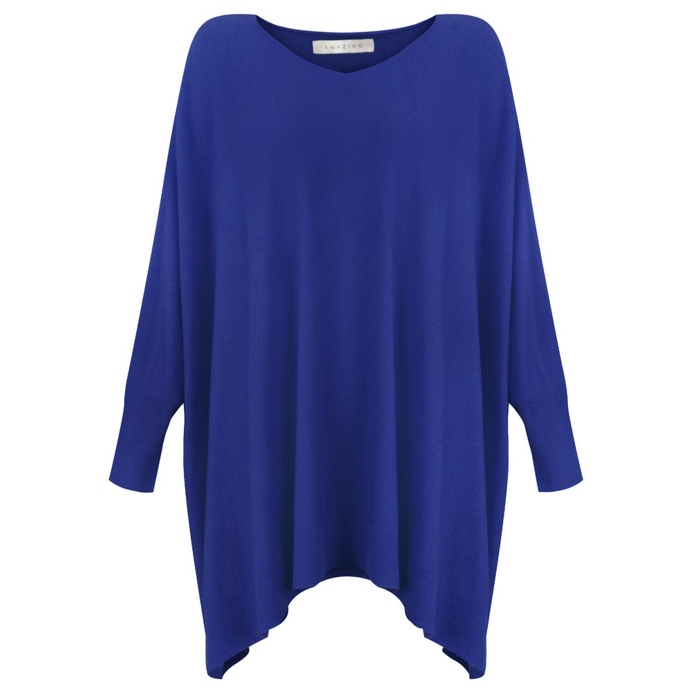 Amazing Woman Caty X Oversized Round Neck Blusa Blue