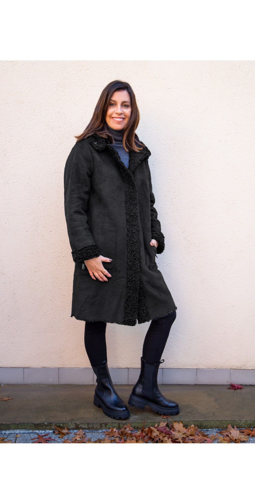 Frandsen Lotta Reversible Coat in Black