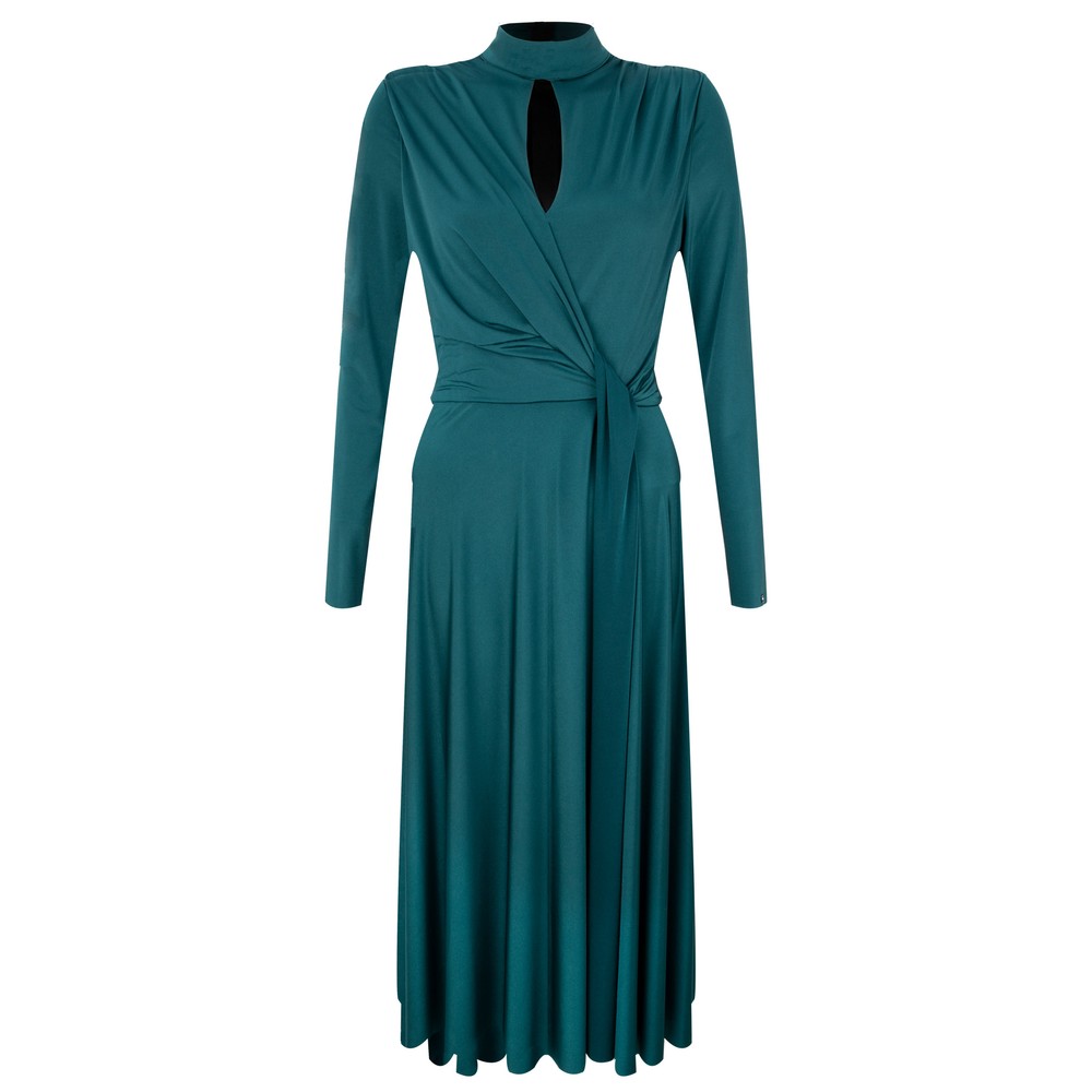 Nissa Premium Drape Jersey Midi Dress Green