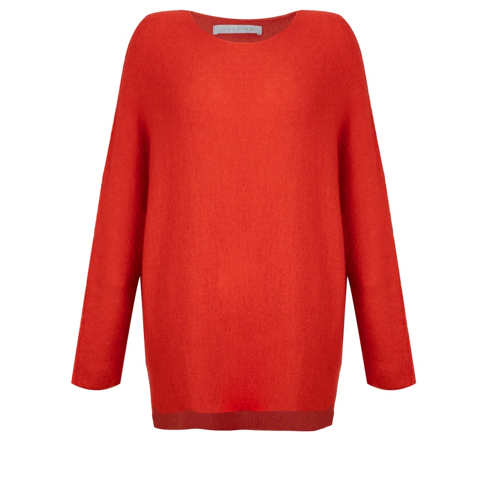 Amazing Woman Cadee Round Neck Oversized Cosy Knit Red Alert