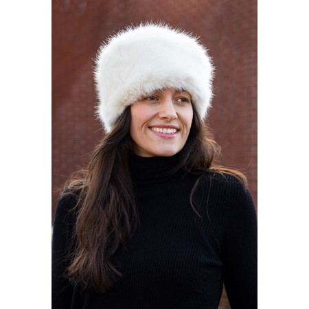 Helen Moore Pillbox Faux Fur Hat - White