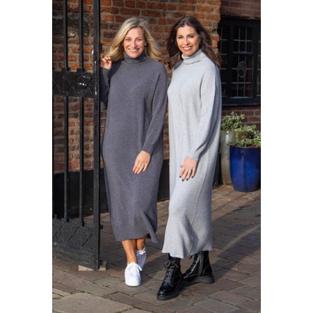 Amazing Woman Paige E Silver Polo Neck Dress - Metallic