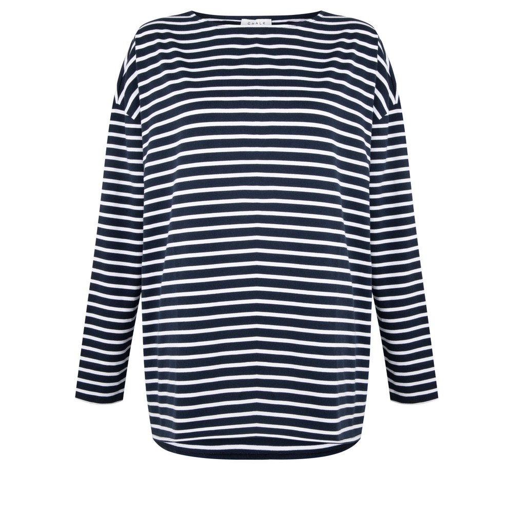 Chalk Bryony X White Stripe Top Navy / White